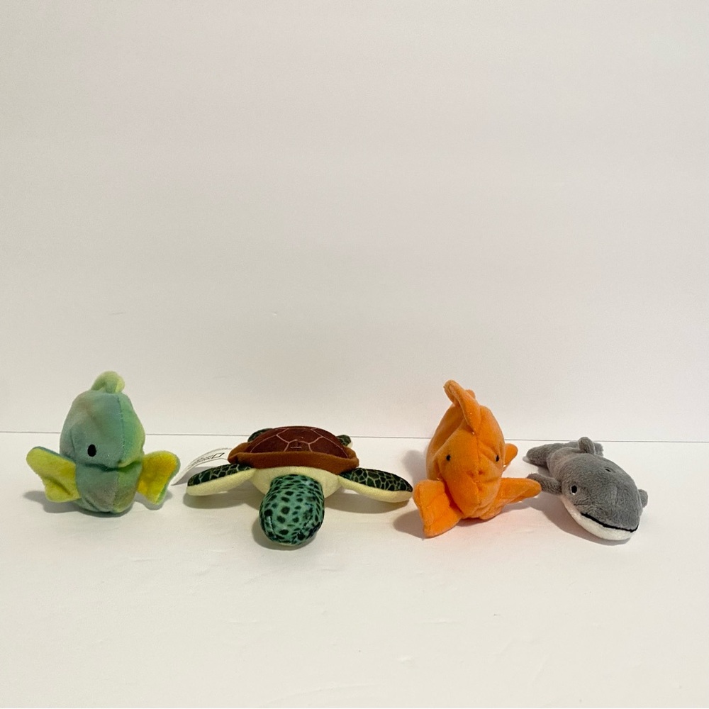 National Geographic Ty Mini Beanie Plush Stuffed Animal Toy Turtle Fish Shark 3”